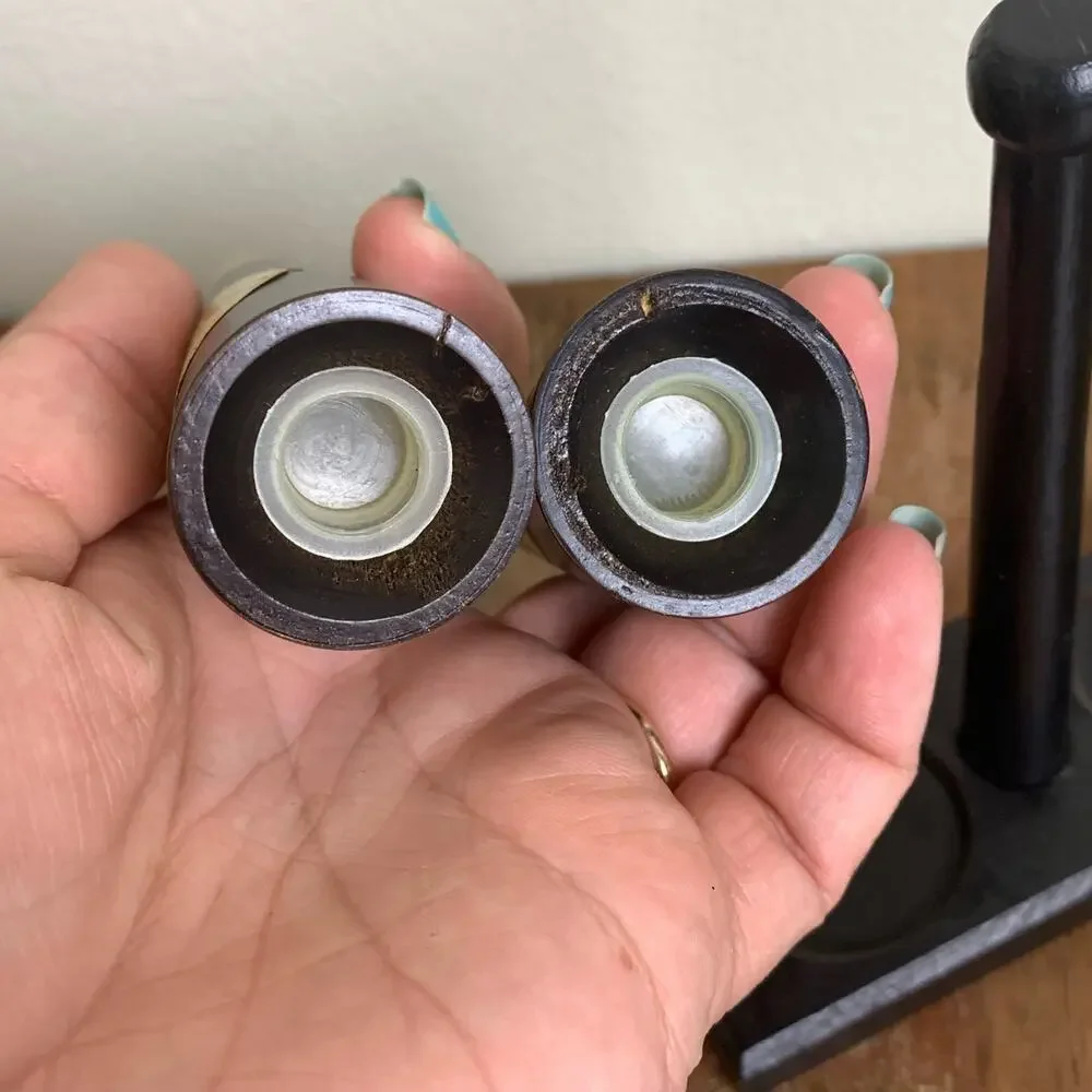 Mid Century Modern 3 PC Black Gold Wichita Kansas Salt Pepper‎ Shakers Souvenir